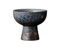 LXLAEOANG Copa de arcilla roca antigua Zhai vacía, copa pie alto dorada en plata, taza té cerámica esmaltada bronce, una sola, tazón(Blue)