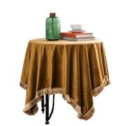 LXLAEOANG Mantel de Terciopelo Todos los tamaños, Caminos Mesa, decoración Bodas, Comedor, Banquete, Fiesta, Mantel con Flecos(Camel,120X120cm)
