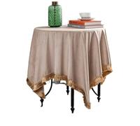 LXLAEOANG Mantel de Terciopelo Todos los tamaños, Caminos Mesa, decoración Bodas, Comedor, Banquete, Fiesta, Mantel con Flecos(Khaki,160X160cm)