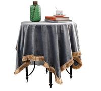 LXLAEOANG Mantel de Terciopelo Todos los tamaños, Caminos Mesa, decoración Bodas, Comedor, Banquete, Fiesta, Mantel con Flecos(Grey,220X220cm)