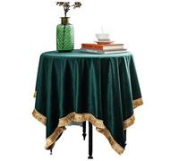 LXLAEOANG Mantel de Terciopelo Todos los tamaños, Caminos Mesa, decoración Bodas, Comedor, Banquete, Fiesta, Mantel con Flecos(Dark Green,200X200cm)