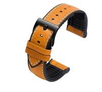 LXLAEOANG PU Leather Watch Strap for Any Brand 23 19 20 21 21 22 MM Men Rubber Quick Release Replacement Bands Bracelet para hombres mujeres(Khaki black pin,23.0mm)