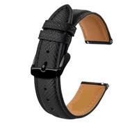 LXLAEOANG Texture Leather Watch Strap Belt for Men Women 18mm 20mm 22mm Bracelets Watchband Quick Replacement Black Silver Buckle para hombres mujeres(Black-Black,18mm)