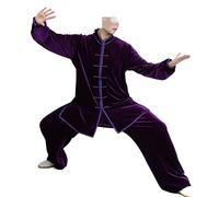LXLAEOANG Uniformes de Kung Fu Otoño e Invierno engrosamiento ropa Tai Chi artes marciales trajes entrenamiento(Purple,S)