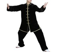 LXLAEOANG Uniformes de Kung Fu Otoño e Invierno engrosamiento ropa Tai Chi artes marciales trajes entrenamiento(Black,L)
