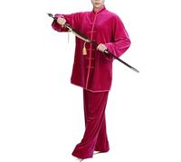 LXLAEOANG Uniformes de Kung Fu Otoño e Invierno engrosamiento ropa Tai Chi artes marciales trajes entrenamiento(Rose,XL)