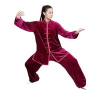 LXLAEOANG Uniformes de Kung Fu Otoño e Invierno engrosamiento ropa Tai Chi artes marciales trajes entrenamiento(Purple red,S)