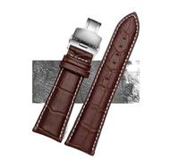LXLAEOANG Watch Strap 23mm 24mm 26mm 28mm Big Width Black Brown Mens PU Leather Watch Strap Band Bracelets para hombres mujeres(Brown white silver B,26mm)