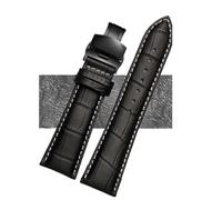 LXLAEOANG Watch Strap 23mm 24mm 26mm 28mm Big Width Black Brown Mens PU Leather Watch Strap Band Bracelets para hombres mujeres(Black white black B,24mm)