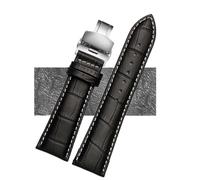 LXLAEOANG Watch Strap 23mm 24mm 26mm 28mm Big Width Black Brown Mens PU Leather Watch Strap Band Bracelets para hombres mujeres(Black white silver B,26mm)