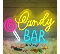 Lxmoneon Candy Bar letrero de neón,Letrero de neón piruleta para tienda de dulces, letrero LED de caramelo regulable, luz de neón para cocina tienda dulces barra postres cumpleaños boda fiesta regalo