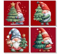 Lxmsja 4 Pack Pintar por Numeros Navidad Niños con Marco, DIY Cuadros para Pintar por Numeros Gnomo, Pintura Acrilica Manualidades Adultos Regalo Navidad Niña 9 10 11 12 13 Años, 20x20cm