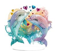 Lxmsja 5D Diamond Painting Delfin Desktop Deko für Erwachsene Kinder Diamond Painting Tiertisch Deko Set, DIY Diamant Malerei stehend Kunst Ornament Bastelset Creative Set für Zimmer Büro Desktop