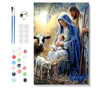 Lxmsja Navidad Cuadros para Pintar por Numeros Adultos con Marco, Belen Navidad Colorear por Números Lienzos, DIY Pintura Acrilica Manualidades Adulto Navidad Decoracion Hogar Pared 20x30cm