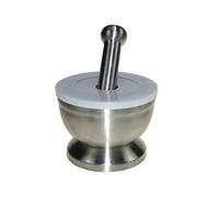 Lxmxgk Mortero y mortero de acero inoxidable 18/8, mortero y mortero triturador de rocas, trituradora de píldoras, trituradora de minerales, molinillo de especias, especias y condimentos para cocinar,