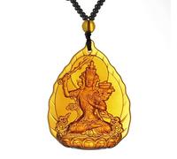 LXMYLI Collar Colgante acristalado de Tara Buda, Perlas de Cristal farmacéutico Buda del corazón Mantra, Amuleto Buda Colgante de Cristal (Cadena 65 cm)