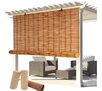 LXODOVZD Persianas Enrollables Exterior Cortina De Bambú Natural Estores De Bambú Cortinas De Cana Bambu10 45 60 80 100 120 150 170 180cm para Terraza Jardín Blackout Estor Bambu Cortina De Caña