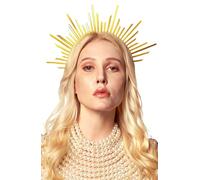 LXONTSG Sol Corona de Diadema, Diadema Corona Mujer Halo, Tocado de Diosa Dorada, Diosa Tocado Halloween, Decoraciones de Fiesta