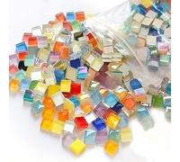 Lxoraziy 1000g Piedras de Mosaico de Vidrio Colores, 1x1cm Cuadrado Piezas de Vidrio Kit Mosaico Teselas, Aproximadamente 1100 Piezas, para Manualidades Bricolaje Decoración Hogar