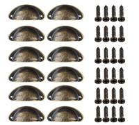 Lxoraziy 12 Piezas Tiradores para Cajones, Forma de Concha Manija, Retro Tire Pomos, Manijas del Gabinete Media Luna con Tornillos, para Armarios de Cocina, Muebles(Bronce)