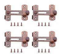 Lxoraziy 4 Piezas Cerrojo de Puerta, Cerradura de Puerta Engrosada, Seguridad Pestillo, Cerradurade Puerta de Acero Inoxidable, para Puerta Armario Ventana Gabinete(Bronce Rojo)