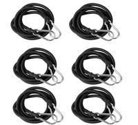 Lxoraziy 6 Piezas Cuerdas elásticas con mosquetones de 2x150cm, 2x100cm, 2X 50cm en Color Negro Correa elástica de Gom, Tensor de Goma con Ganchos para Lona de Piscina, Moto, Portabicis Coche