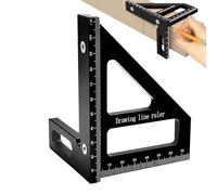Lxoraziy Transportador Cuadrado de Carpintería 3D, Regla de Triángulo de Inglete de Aleación de Aluminio de 45/90 Grados, Herramienta de Medición Multipropósito de Diseño de Alta