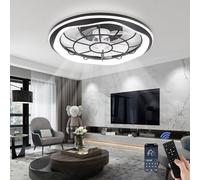 LXPWHR Ventilador de techo con Luz de 50 cm, con Control Remoto Silencioso. Luz Regulable, Motor DC Reversible, Función de Memoria, 6 Velocidades,Negro.