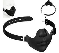 LxPxP Máscara BDSM de Media Cara con Mordaza de Bola, Máscara Fetiche Transpirable con Diseño de Nariz Abierta, Máscara Bondage Ajustable con Bozal para Parejas y Roleplay