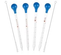LXQ Pipeta de Vidrio 10ml 5ml Pipeta de Medición de 4 Piezas para Niños Pipeta de Vidrio de Tubo de Ensayo de la Facultad de Medicina de Laboratorio Pipeta de Cepillo, Transparente