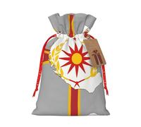 LXqlSS Bolsa de arpillera con estampado de bandera de Macedonia del Norte map01, bolsa de regalo de Navidad con cordones y etiqueta de regalo, recuerdos de boda y fiesta de Navidad
