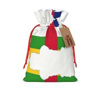 LXqlSS Bolsa de arpillera con estampado de mapa de bandera de África Central, bolsa de regalo de Navidad con cordones y etiqueta de regalo, regalos de boda y fiesta de Navidad