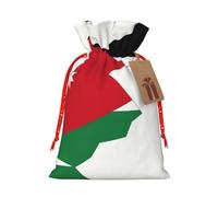 LXqlSS Bolsa de arpillera con estampado de mapa de la bandera de Jordania, bolsa de regalo de Navidad con cordones y etiqueta de regalo, regalos de boda y fiesta de Navidad