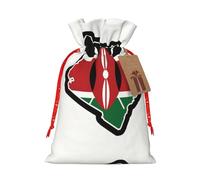 LXqlSS Bolsa de arpillera con estampado de mapa de la bandera de Kenia, bolsa de regalo de Navidad con cordones y etiqueta de regalo, regalos de boda y fiesta de Navidad