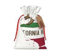 LXqlSS Bolsa de arpillera con estampado de mapa de la bandera del estado de California, bolsa de regalo de Navidad con cordones y etiqueta de regalo, regalos de boda y fiesta de Navidad
