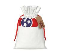 LXqlSS Bolsa de arpillera con estampado de mapa de la bandera del estado de Tennessee, bolsa de regalo de Navidad con cordones y etiqueta de regalo, regalos de boda y fiesta de Navidad