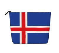 LXqlSS Bolsa de maquillaje de cáñamo falso con estampado de bandera de Islandia, bolsa de aseo de viaje, prácticos accesorios de maquillaje cosméticos, Negro -, Talla única