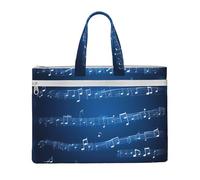 LXqlSS Bolsa grande de lona con estampado de notas musicales azules para mujer, bolsa de trabajo con compartimento, profesor, uso diario