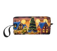 LXqlSS Christmas Village - Bolsas de cosméticos para mujer, bolsa de maquillaje portátil, bolsa de almacenamiento de viaje, bolsa de recepción diaria, bolsa de aseo de gran capacidad, color blanco,