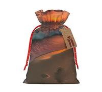 LXqlSS Exquisita bolsa de regalo de Navidad con puesta de sol en la playa, bolsas de tela reutilizables para envolver regalos, experiencias memorables