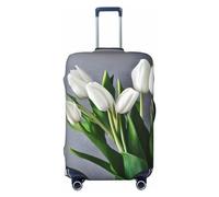 LXqlSS Fundas de equipaje con diseño de tulipanes blancos aprobadas para maleta, protector de maleta para equipaje de 18 a 32 pulgadas, tamaño mediano, Flores de tulipanes blancos, M