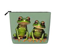 LXqlSS Funny Green Frogs - Bolsa de maquillaje de cáñamo falso, bolsa de aseo de viaje, prácticos accesorios de maquillaje cosméticos, Negro -, Talla única
