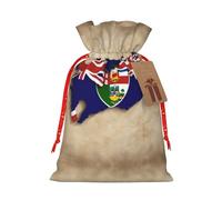 LXqlSS Mapa de la bandera de las Islas Caimán con estampado de escudo bolsa de arpillera, bolsa de regalo de Navidad con cordones y etiqueta de regalo, regalos de boda y fiesta de Navidad