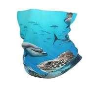 LXqlSS Máscara facial con estampado de delfines, tortugas marinas, tiburones, pulpo, arrecife de coral, bufanda de enfriamiento solar, pasamontañas para hombres y mujeres
