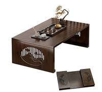 LXRHLIKG Mesa Centro Plegable, Mesas de Centro Pequeñas de Madera, con Tallado Calado, para Sentarse en el Suelo, en un Salón de Té con Tatami y Ventanal(60x40x30cm/23x16x12in)