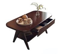 LXRHLIKG Mesa de Centro Japonesa, Mesa Baja de Dos Niveles, con Dos Cajones, de Madera de Caucho, 120x60x45 cm, para Sala de Estar, Salón o Recepción(Brown)