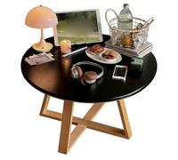 LXRHLIKG Mesa de Centro, Mesas Bajas y Redonda de Estilo Japonés, con Patas Cruzadas y Ajustables, para Habitaciones con Tatami, Ventanales o Salas de Té(Black,80x80x46cm/31x31x18in)
