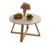 LXRHLIKG Mesa de Centro, Mesas Bajas y Redonda de Estilo Japonés, con Patas Cruzadas y Ajustables, para Habitaciones con Tatami, Ventanales o Salas de Té(White,60x60x42cm/23x23x16.5in)