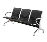 LXRHLIKG Silla Sala de Espera con Reposabrazos, Banco de Recepción de Oficina de 3 Plazas, con Cojín de PU, para Oficinas, Aeropuertos, Clínicas, Bancos, Salones de Belleza y Peluquerías(Black)