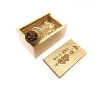 LXSINO 64GB USB Flash Drive Glass Drift Bottle con Caja de Madera USB Stick Pendrive para Bodas, Amigos, Familia